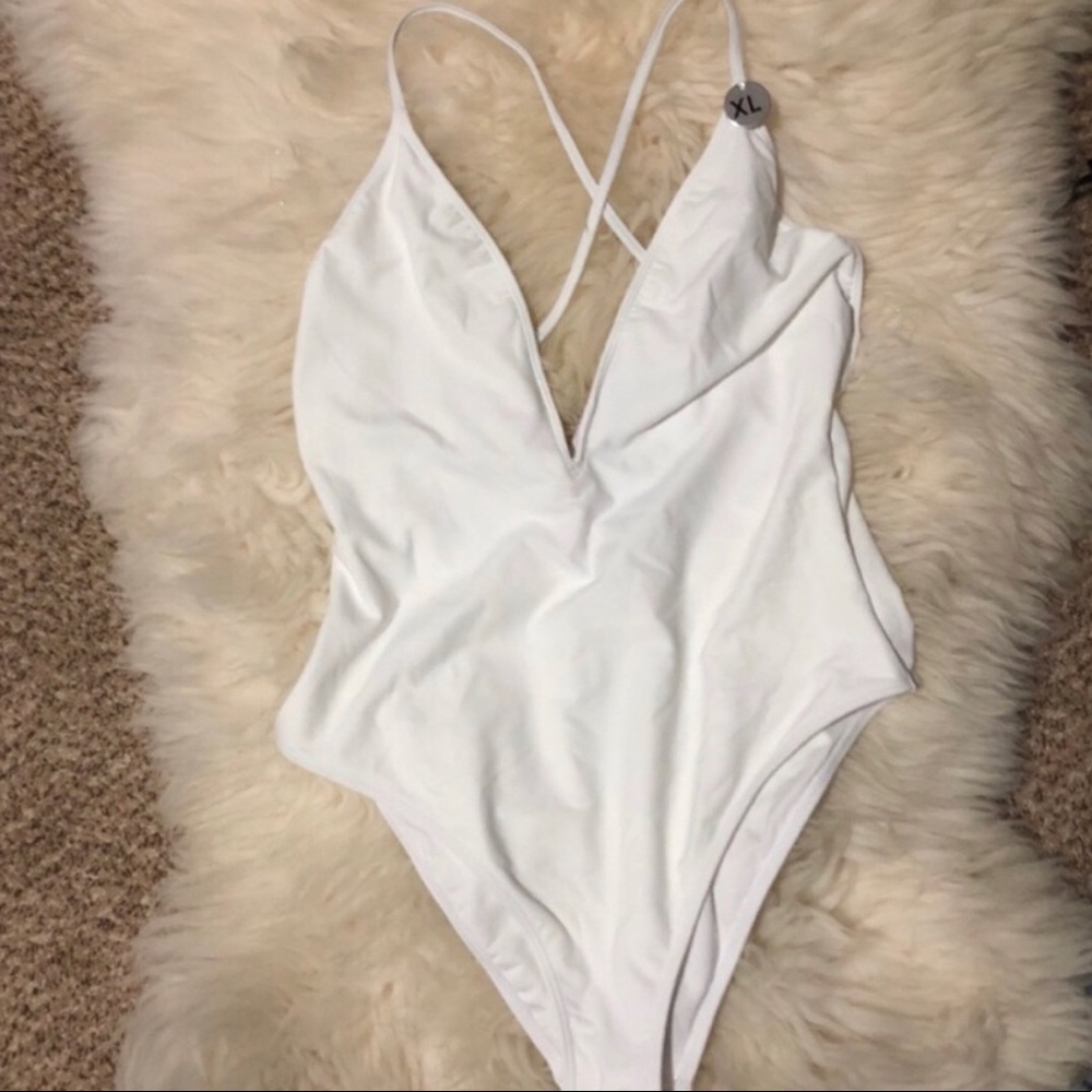 white one piece swim suit